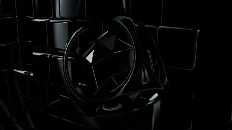 Wall of Black Cubes, Background, Exclusive, Figures, Reflection Stock Footage 269962985