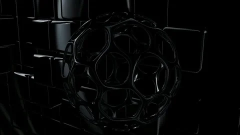 Wall of Black Cubes, Background, Exclusive, Reflection, Figures Stock Footage 269963003
