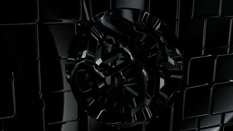 Wall of Black Cubes, Background, Figures, Reflection, Exclusive Stock Footage 269962881
