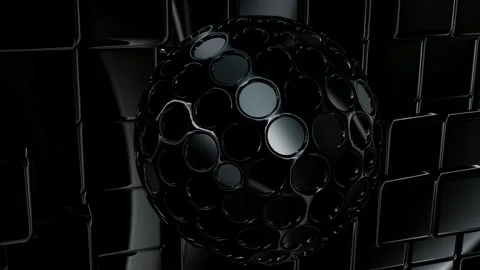 Wall of Black Cubes, Background, Figures, Exclusive, Reflection Stock Footage 269962892