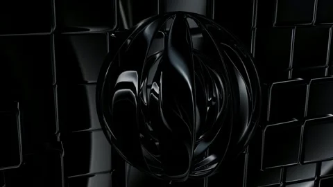 Wall of Black Cubes, Background, Reflection, Figures, Exclusive Stock Footage 269962898