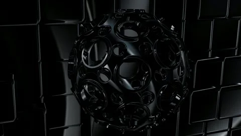 Wall of Black Cubes, Background, Reflection, Exclusive, Figures Stock Footage 269962913