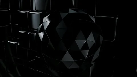 Wall of Black Cubes, Exclusive, Figures, Reflection, Background Stock Footage 269963009