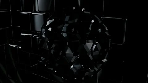 Wall of Black Cubes, Exclusive, Reflection, Figures, Background Stock Footage 269963015
