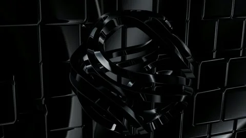Wall of Black Cubes, Figures, Background, Reflection, Exclusive Stock Footage 269961959
