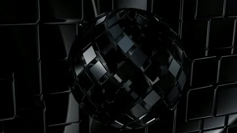 Wall of Black Cubes, Figures, Background, Exclusive, Reflection Stock Footage 269961963