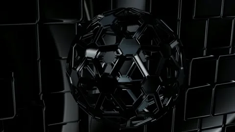 Wall of Black Cubes, Figures, Reflection, Background, Exclusive Stock Footage 269961971