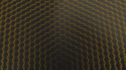Wall of black hexagons with yellow glow Stock Footage 94359119