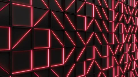 Wall of black rectangle tiles with red glowing elements Stock Footage 93138565