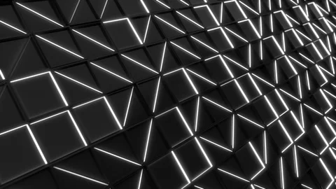 Wall of black rectangle tiles with white glowing elements Stock Footage 91804138