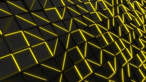 Wall of black rectangle tiles with yellow glowing elements Stock Footage 93534319