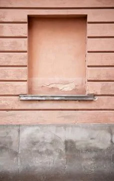Wall up blank false window in Old Town Warsaw Stock Photos