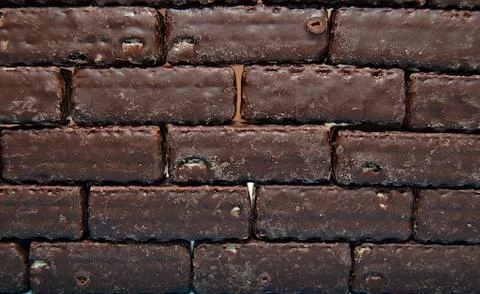 Wall with blocks of chocolate bricks Stock Photos