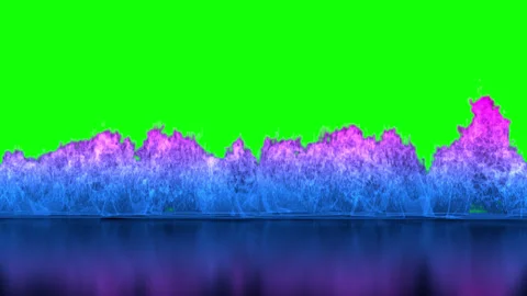 Wall of blue and pink flames. blue and pink fire wall on green background Stock Footage 332761064