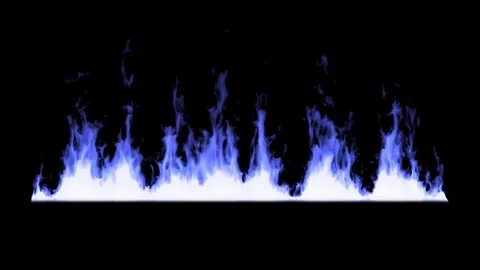 Wall of blue fire on black background Stock Footage 74243195