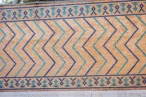 Wall with blue tiles pattern Stock Photos