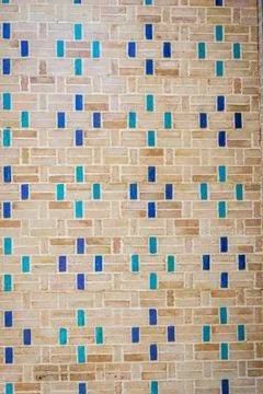 Wall with blue tiles pattern Wall with blue tiles pattern mosaic. Samarkan... Foto stock