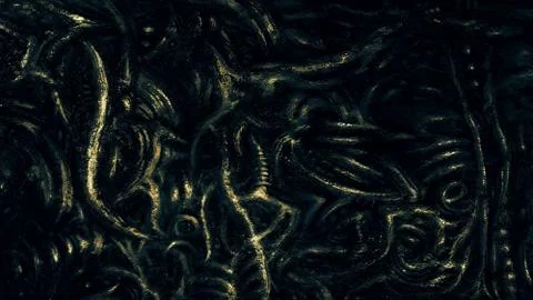 Wall bones imaginary creatures. Green background Stock Illustration