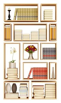 Wall bookcase isolated on white Stock Illustration
