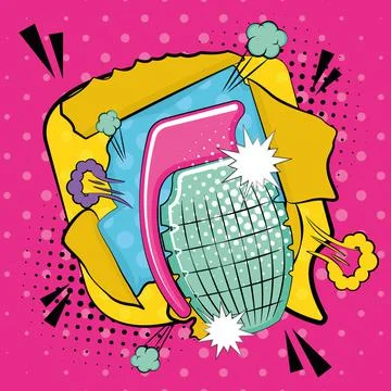 Wall break with a grenade comming out Comic halftone effect page Vector Stock Illustration