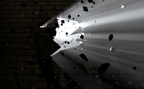 Wall Break Through And Light 스톡 일러스트