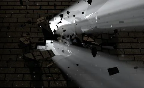 Wall Break Through And Light Stock Illustration