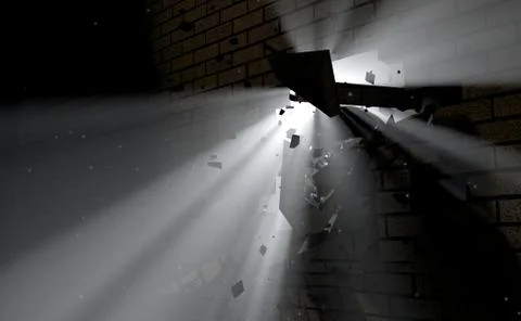 Wall Break Through And Light Stock Illustration