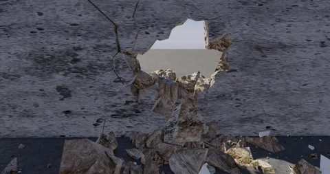 Wall with breakdown in the middle 3d-rendered Stock Footage 157676528