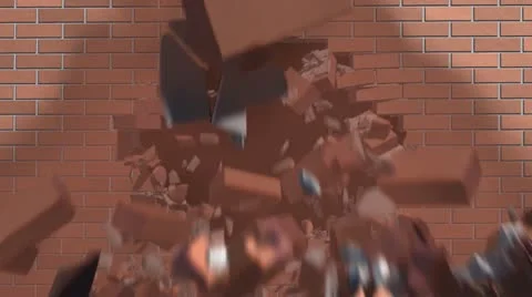 Wall breaking with alpha channel Stock Footage 14303158