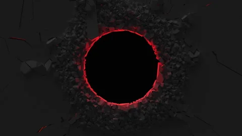 The wall breaks into a hole with a circular shape. Stock-Footage 252553401