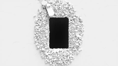 The wall breaks into a hole with a rectangular shape. 스톡 동영상 251743568