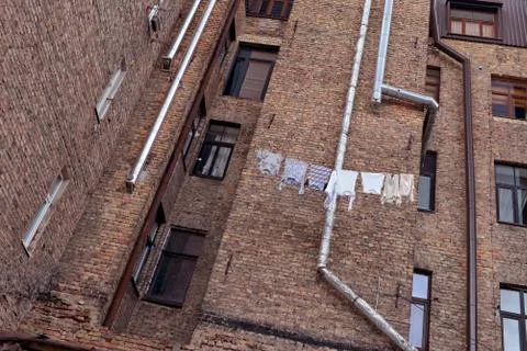 Wall of a brick house 스톡 사진