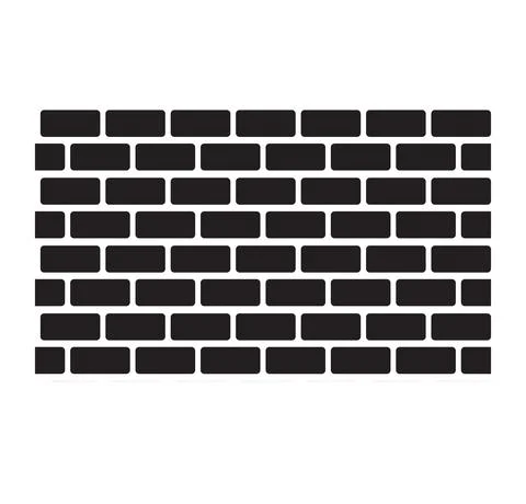 Wall brick icon white background. black brick wall seamless background. Stock Illustration