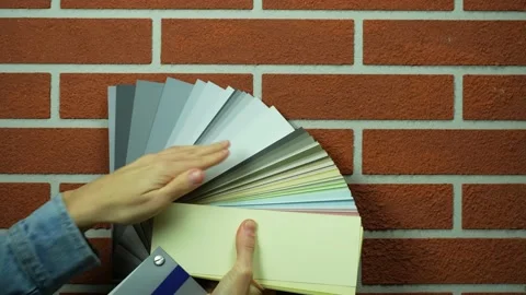 Wall with brick pattern in dark brown color. Color swatches palette Stock Footage 220682643