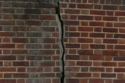 Wall bricks crack, background. Foto stock