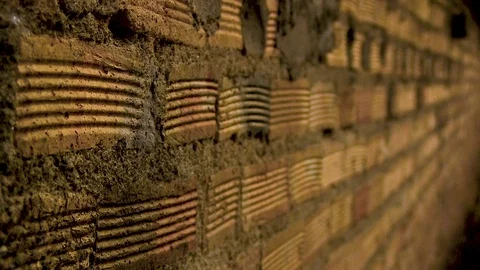 Wall of Bricks Focus Texture Stock Footage 79640524