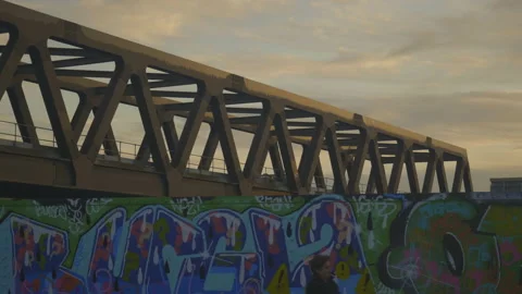 Wall bridge train Stock Footage 145546963