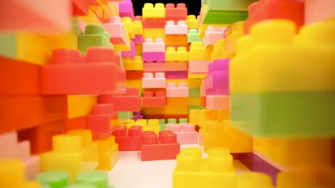 A wall of bright building bricks. Stock Footage 155551426