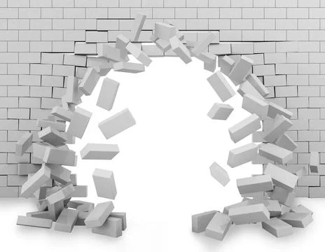 Wall broken through 3d rendering Stock Illustration