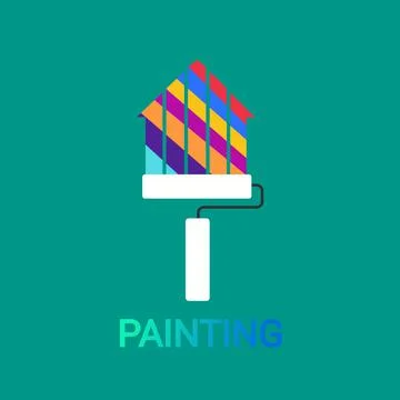Wall brush logo vector Stock Illustration