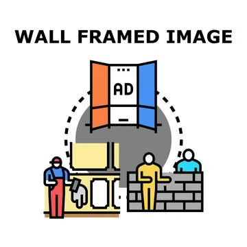 Wall building and finishing process for advertisement display Stock Illustration