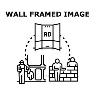 Wall building and finishing process for advertisement display Stock Illustration