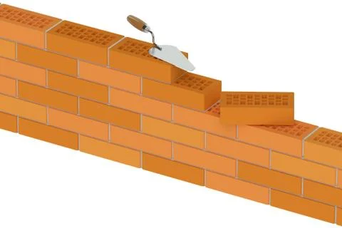 Wall from building bricks, construction concept Stock Illustration