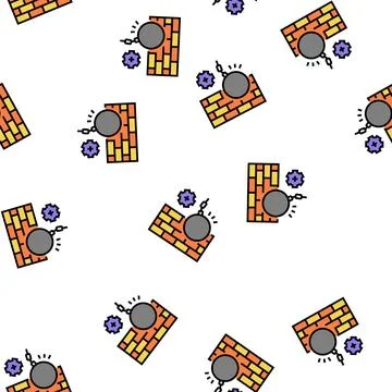 Wall building construction dismantling vector seamless pattern Ilustración de archivo