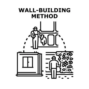 Wall building methods constructing and decorating structures 스톡 일러스트