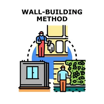 Wall building methods constructing and decorating structures Illustrazione stock