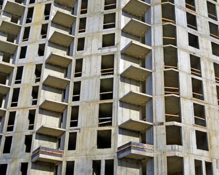 Wall of building under construction.Background. Stock Photos