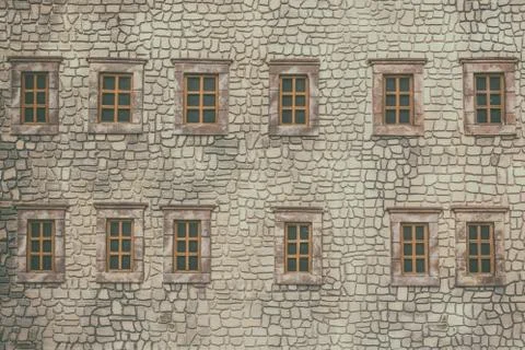 Wall of building with windows Stock Photos