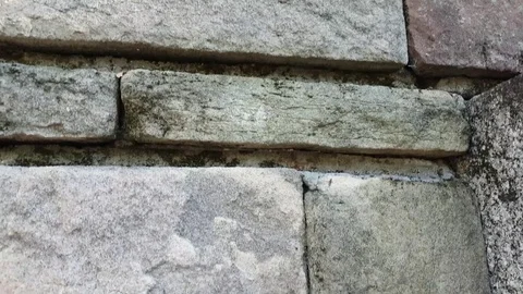 Wall built from rectangular stones of different sizes Stock Footage 97206948