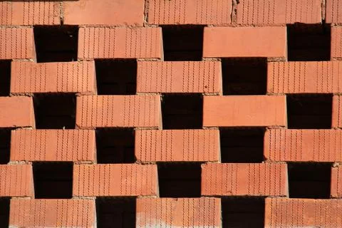 The wall, built of red brick Stock-Fotos